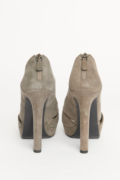 Grey Suede Cutout Preowned Peep Toe