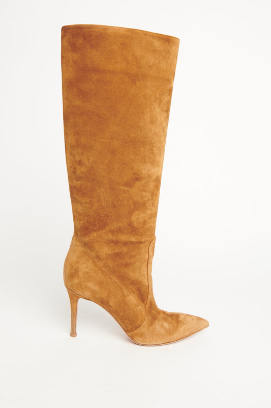 Tan Suede Preowned Knee High Boots