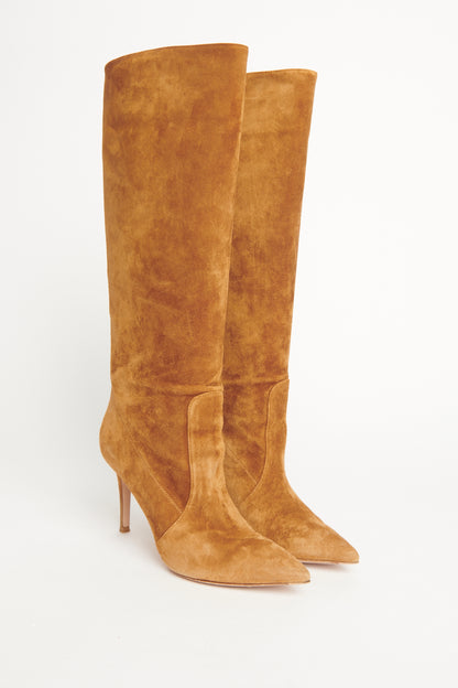 Tan Suede Preowned Knee High Boots