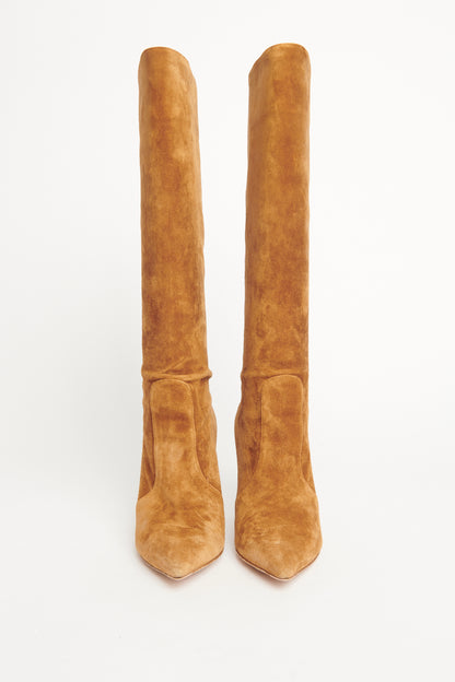 Tan Suede Preowned Knee High Boots