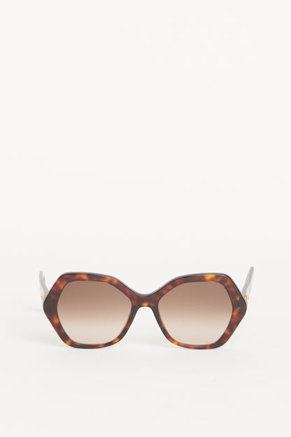 Tortoise Geometric Preowned Sunglasses