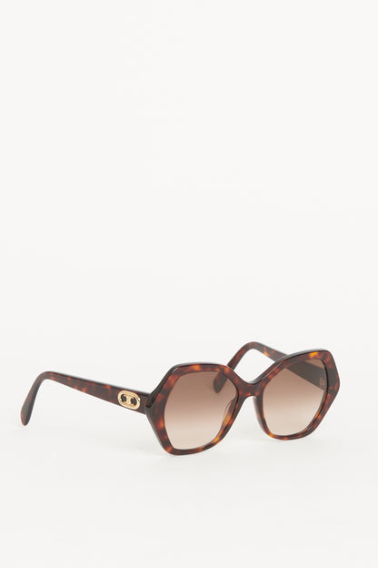 Tortoise Geometric Preowned Sunglasses