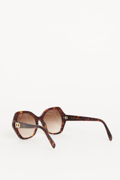 Tortoise Geometric Preowned Sunglasses