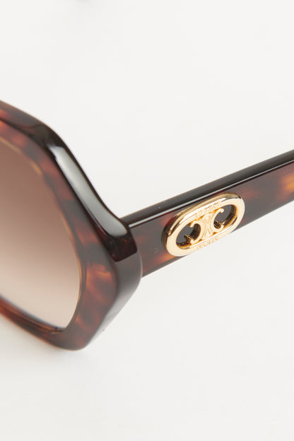 Tortoise Geometric Preowned Sunglasses