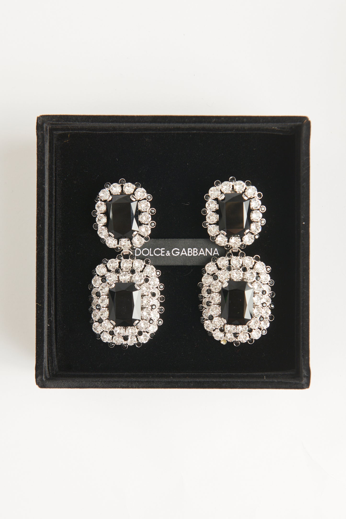 Rhinestone Statement Preowned Clip Earrings