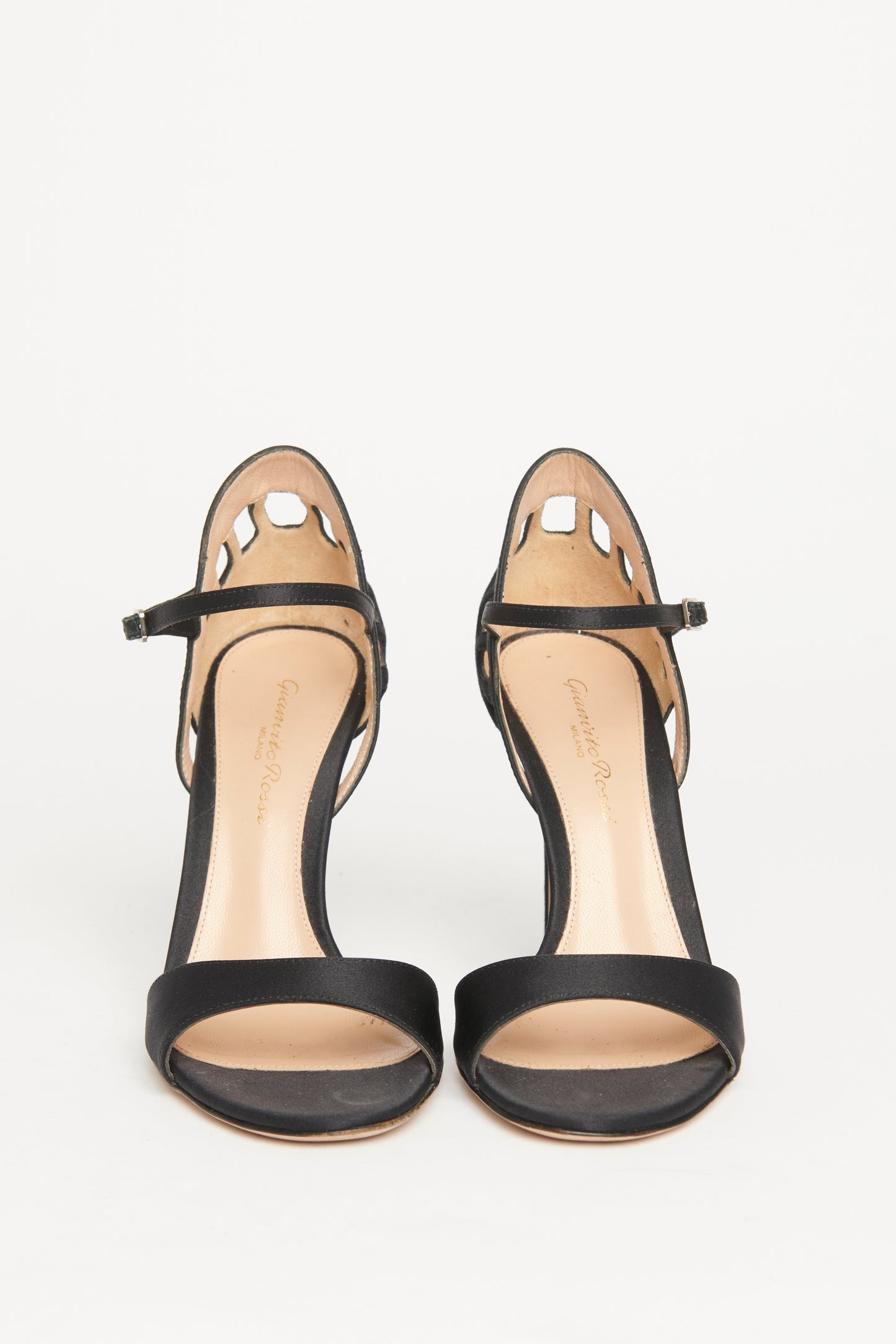 Satin Black Open Toe Preowned Sandal