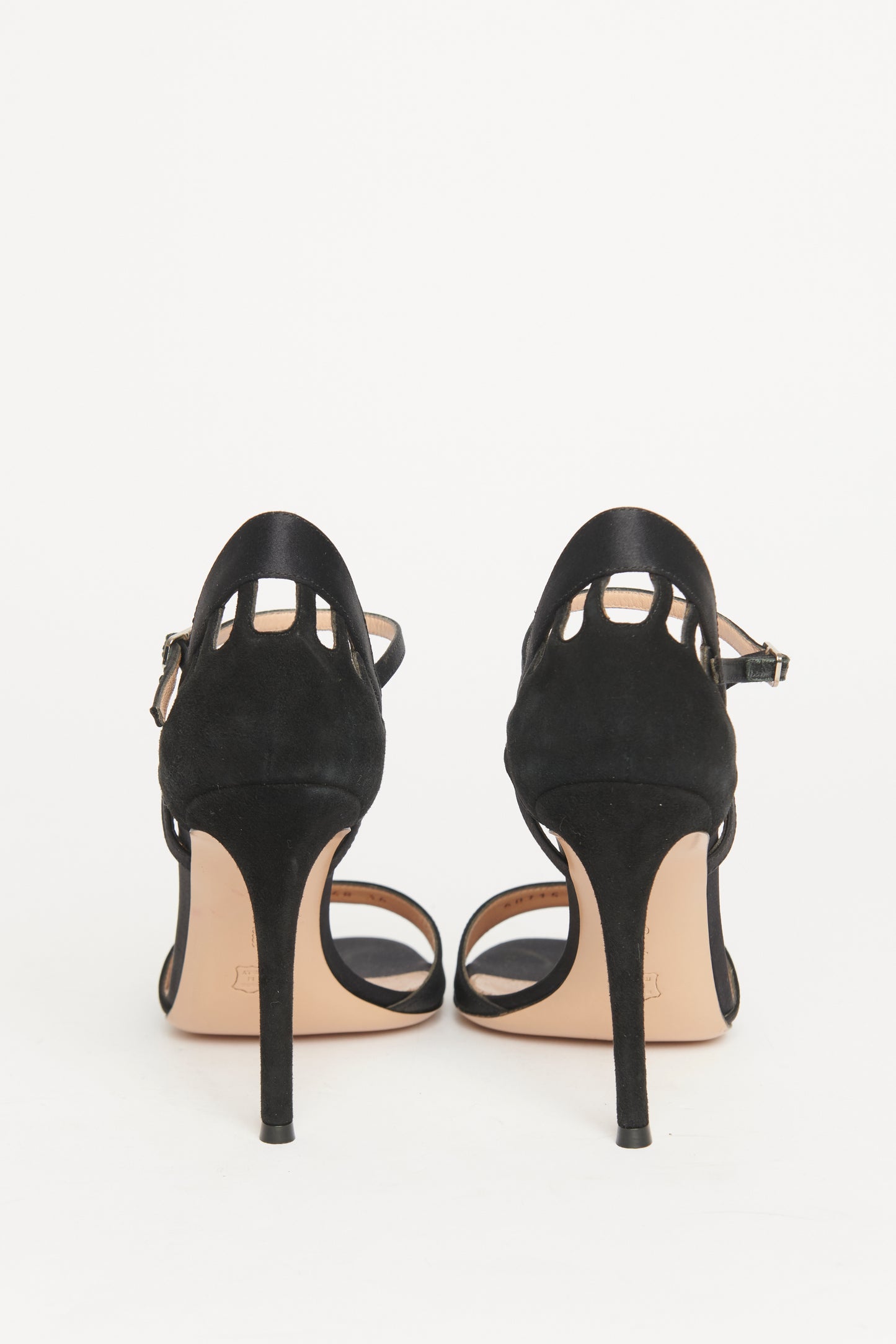 Satin Black Open Toe Preowned Sandal