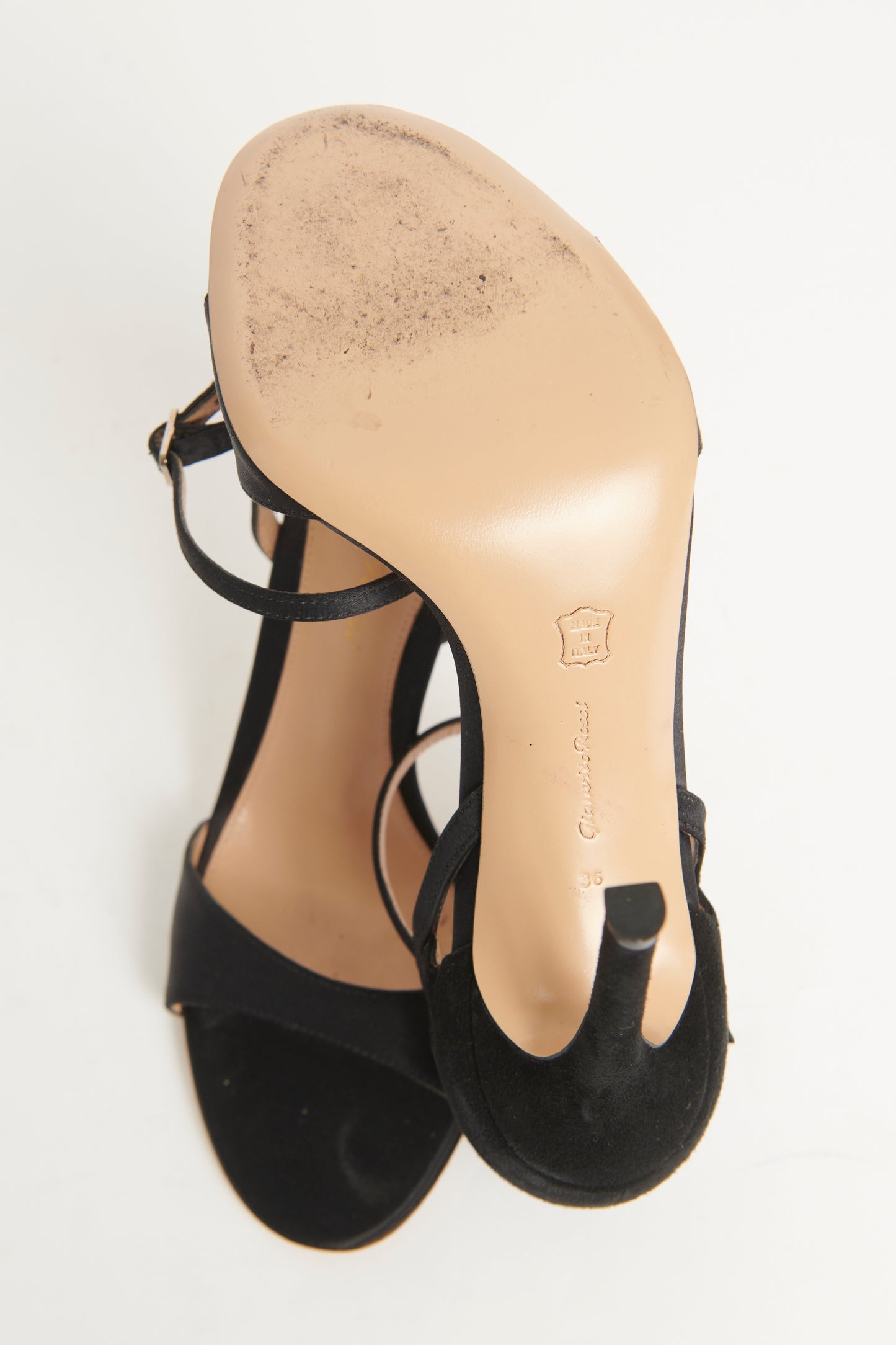 Satin Black Open Toe Preowned Sandal