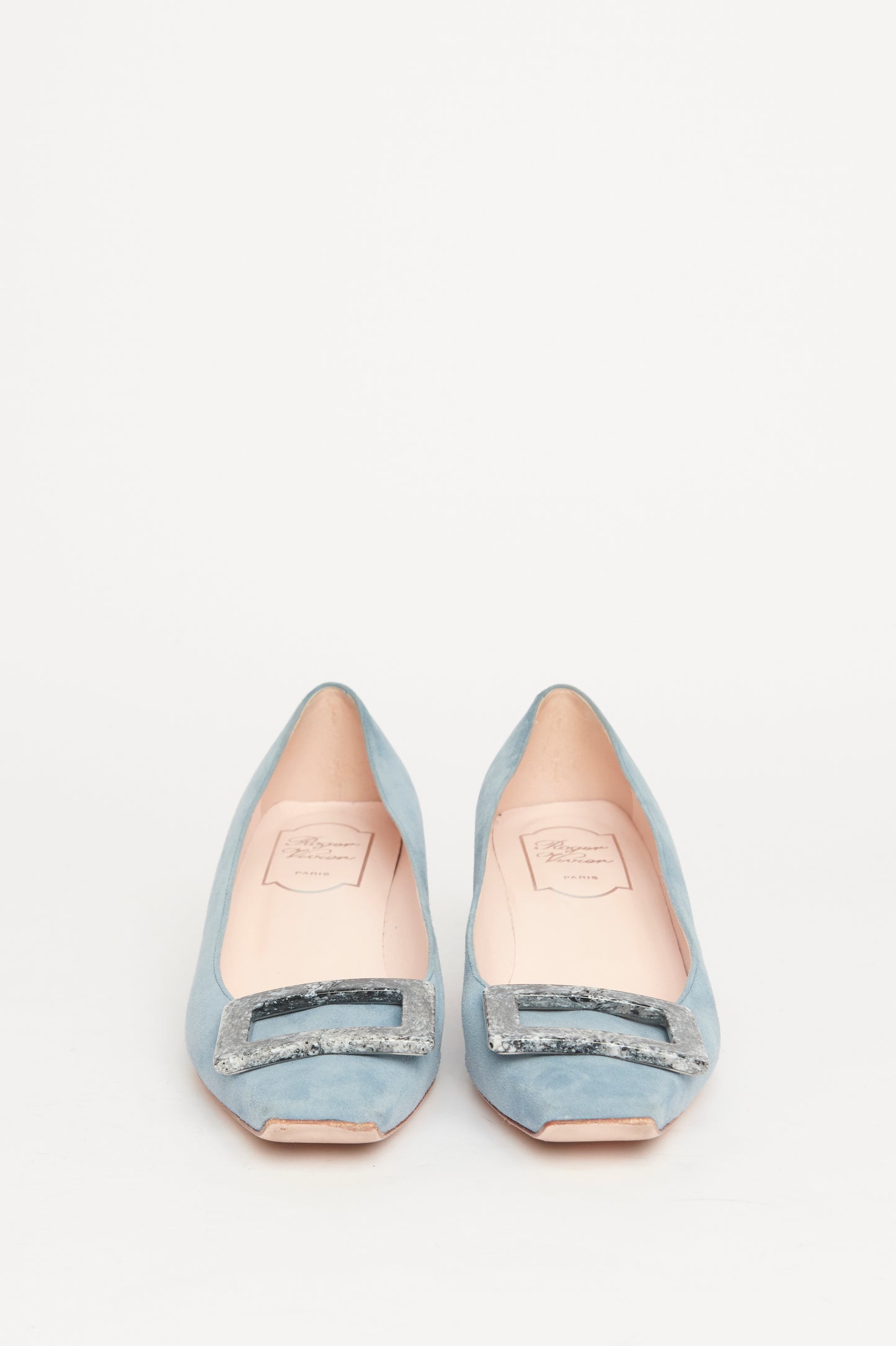 Poweder Blue Suede Preowned Ballet Flats