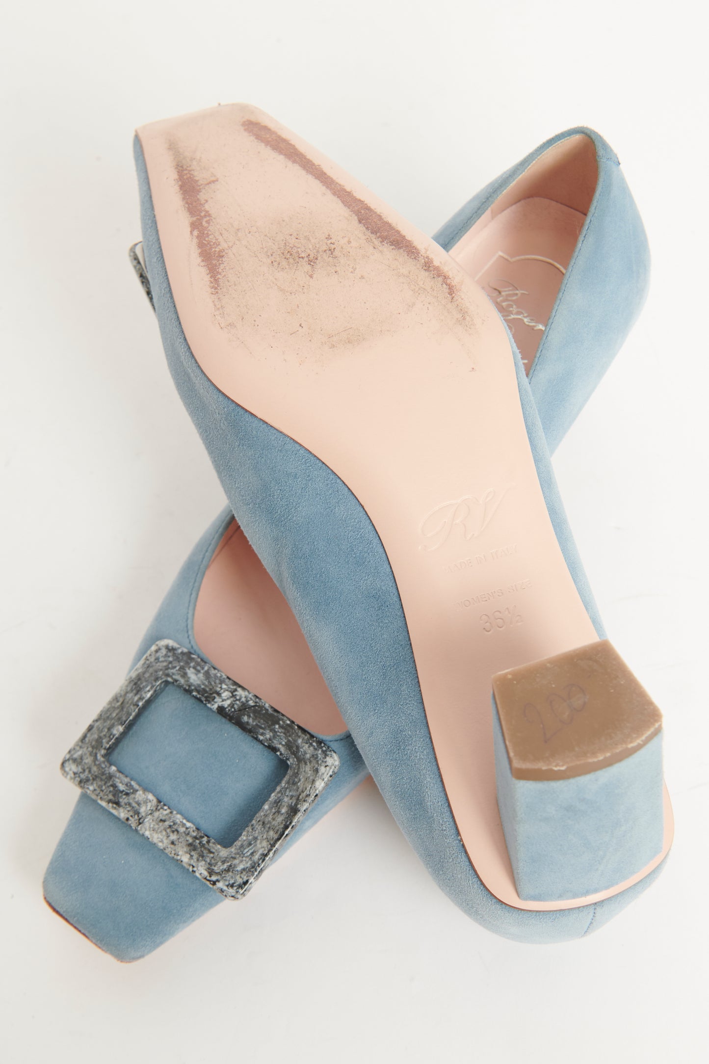 Poweder Blue Suede Preowned Ballet Flats