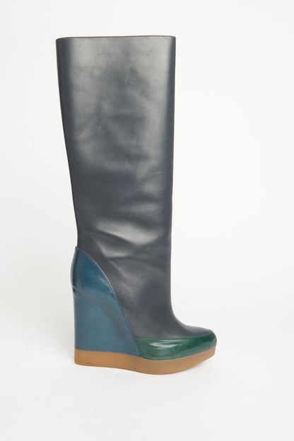 Tri Colour Preowned Wedge Boots