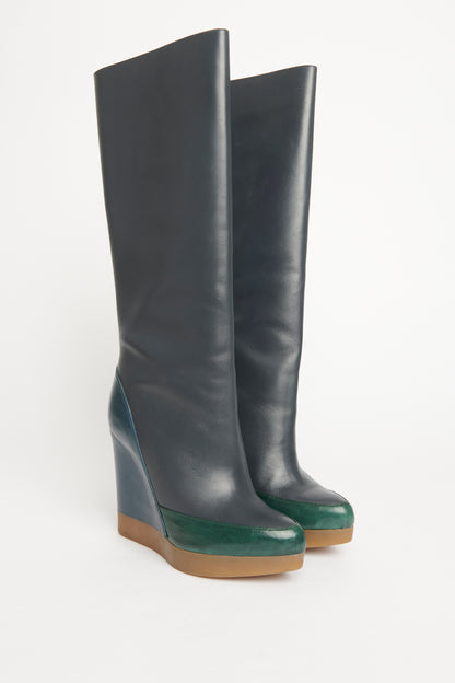 Tri Colour Preowned Wedge Boots