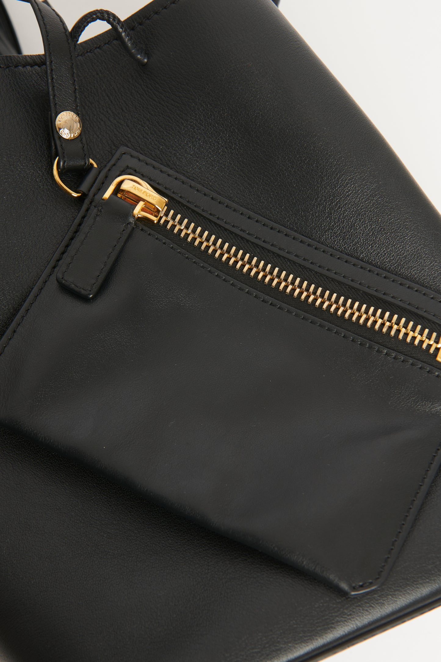 Black Leather Preowned Tassel Bag