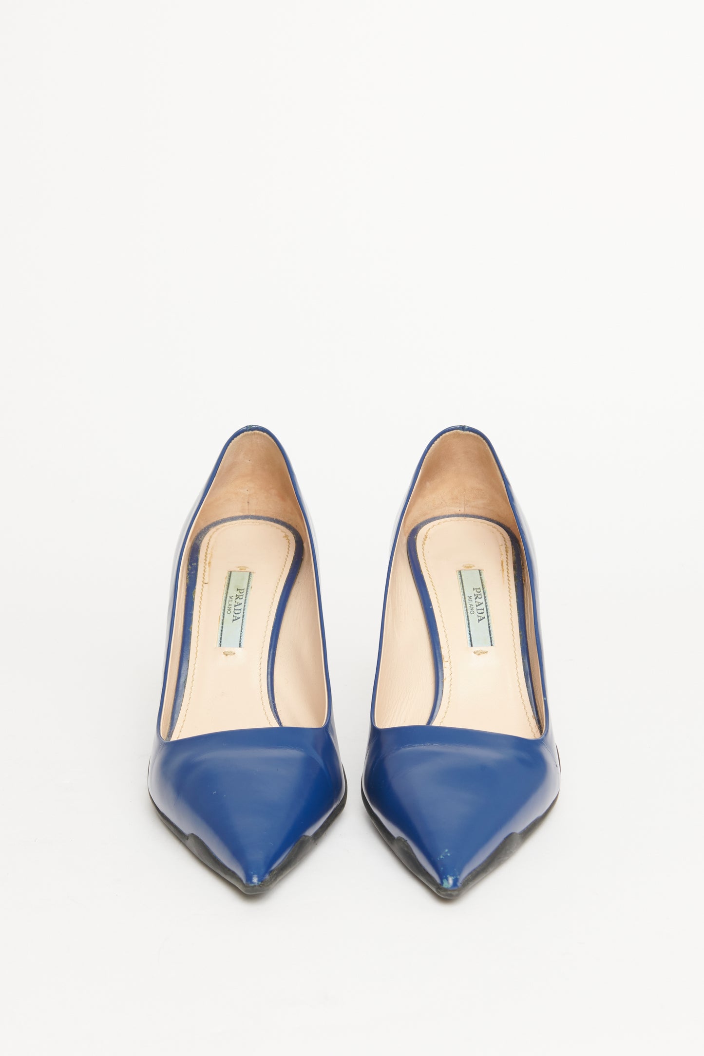 Blue Leather Preowned Pointed Toe Pumps