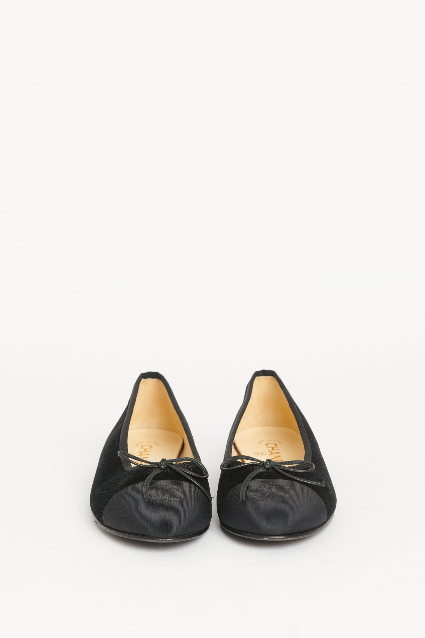 Black Velvet Cap Toe Preowned Ballerinas