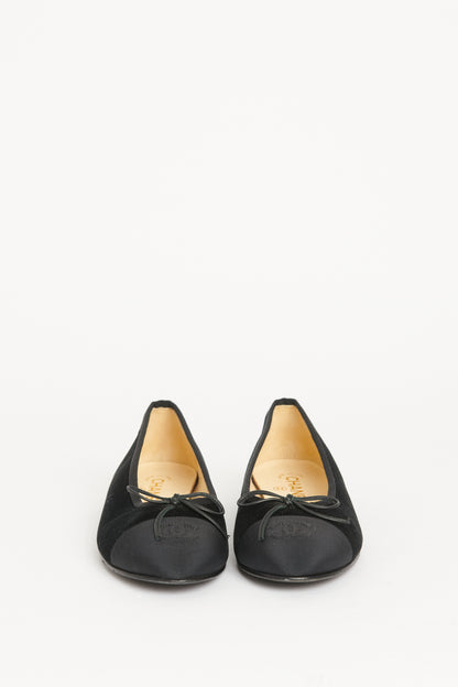 Black Velvet Cap Toe Preowned Ballerinas