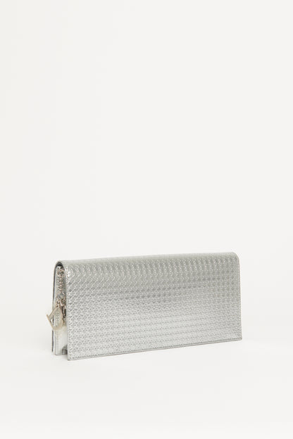 Metallic Argent Leather Micro Cannage Croisiere Clutch Bag