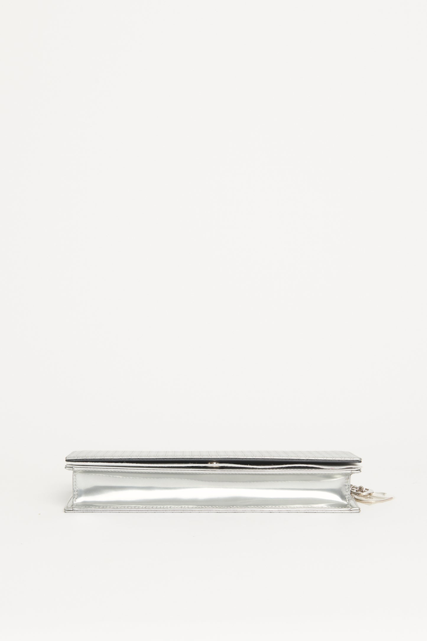 Metallic Argent Leather Micro Cannage Croisiere Clutch Bag