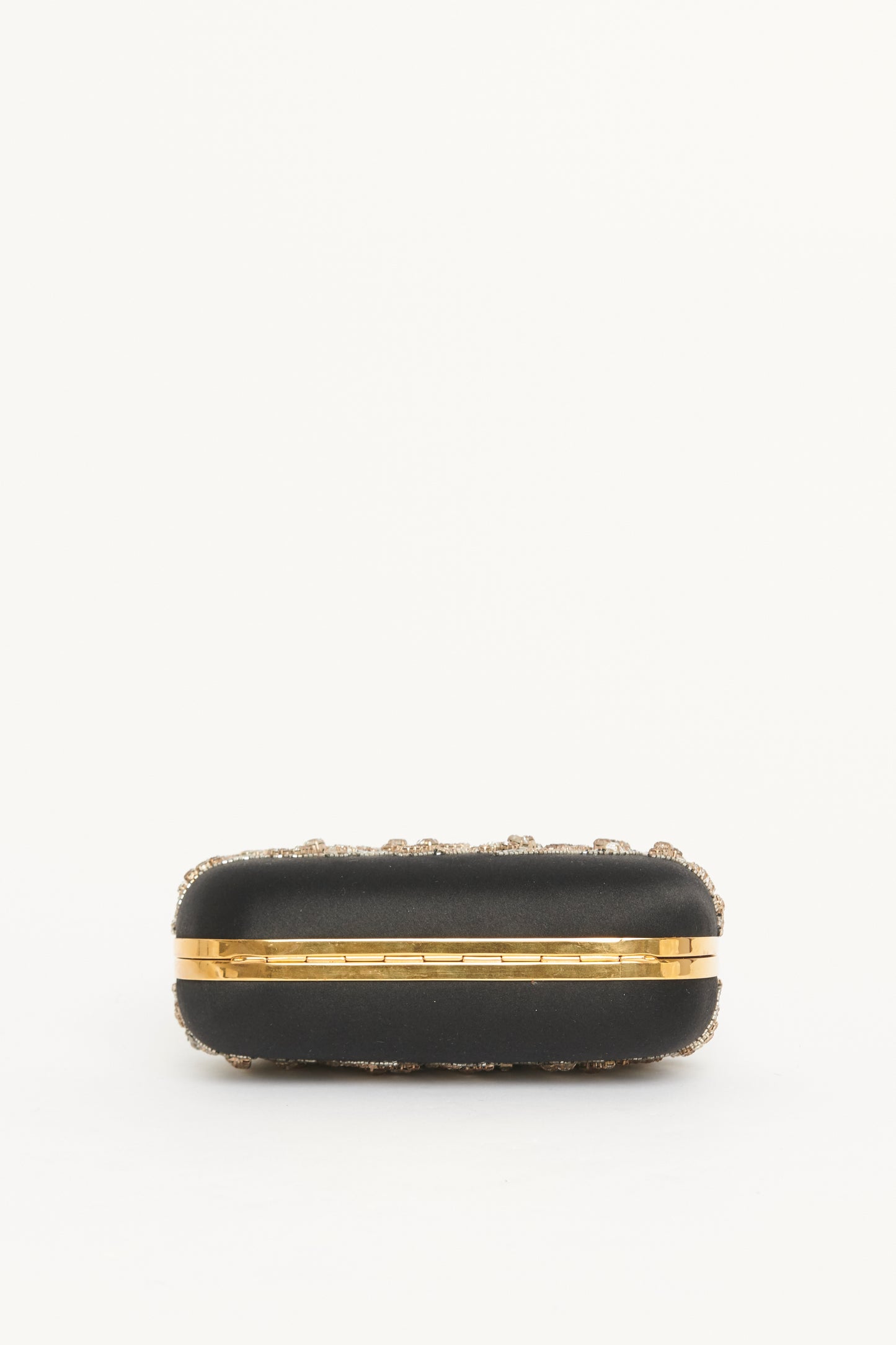 Black Satin Embellished Knuckle Clutch Bag