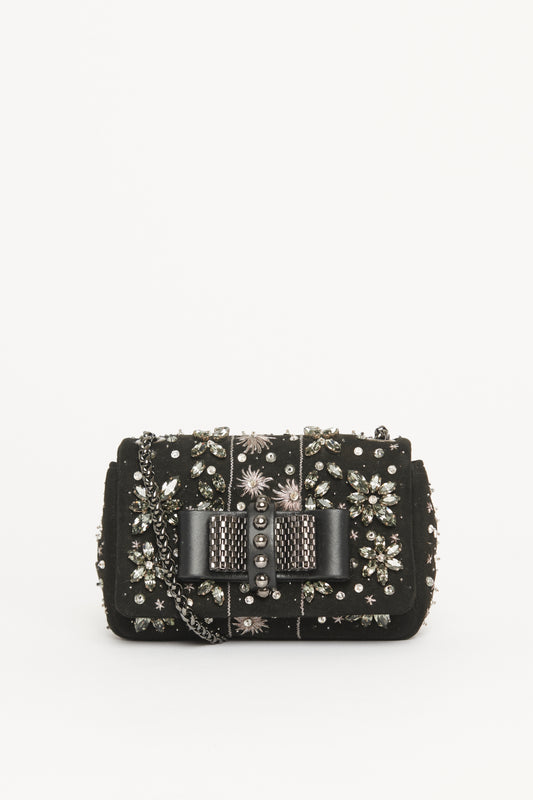 Black Suede Sweet Charity Preowned Embellished Shoulder Bag