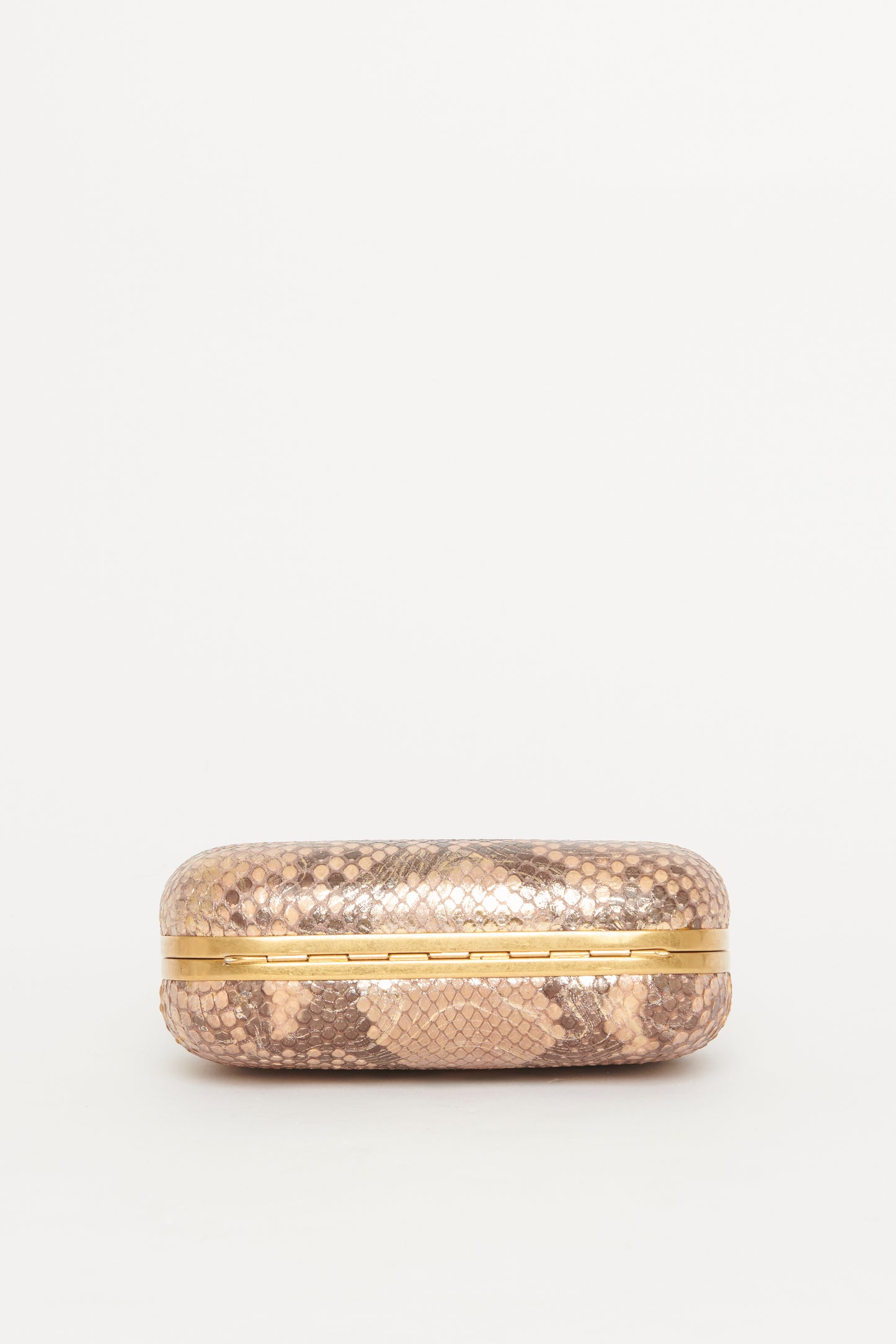 Rose Gold Snakeskin Preowned Knuckle Clutch Bag