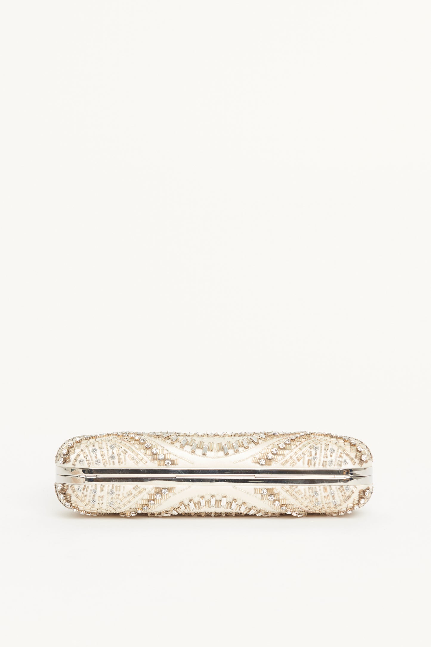 White Satin Embellished Knuckle Clutch Bag