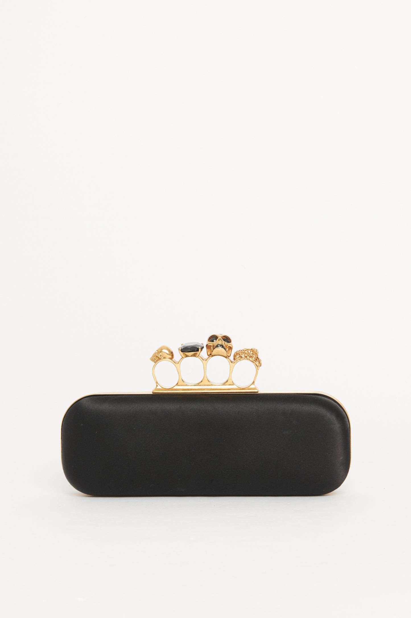 Black Satin Knuckle Preowned Clutch Bag