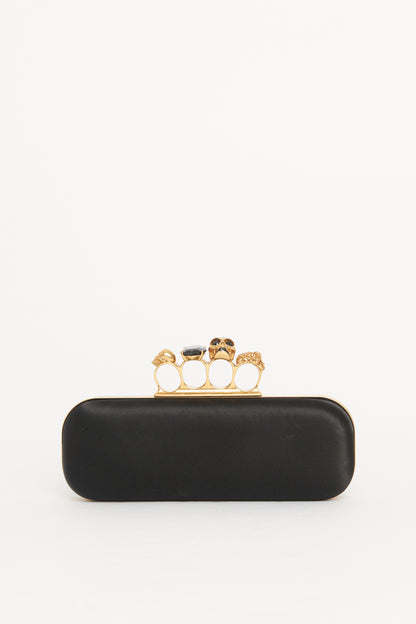 Black Satin Knuckle Preowned Clutch Bag