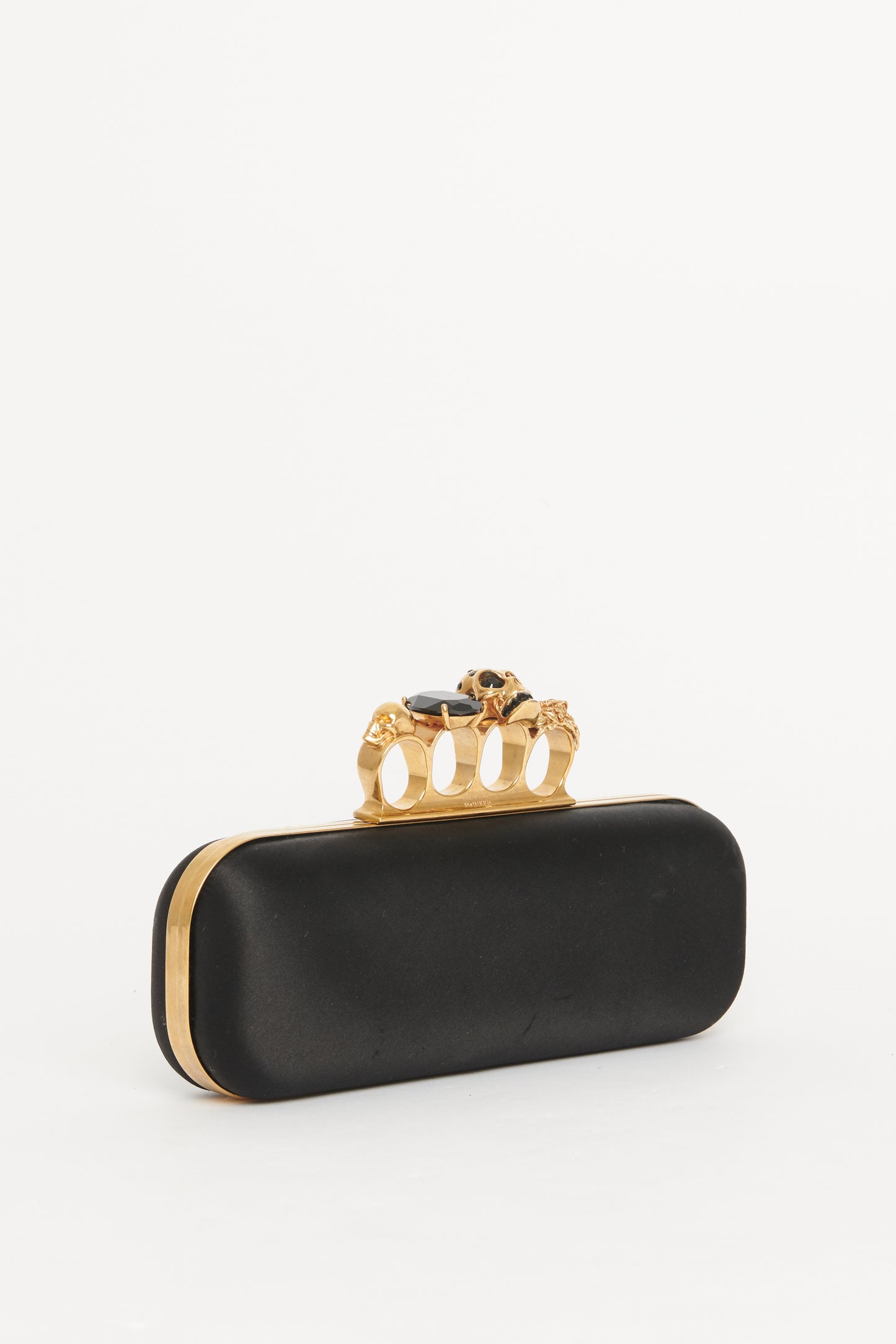 Black Satin Knuckle Preowned Clutch Bag