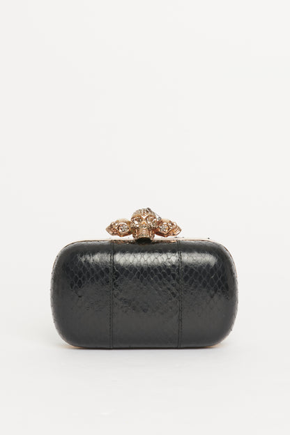 Black Snakeskin Knuckle Clutch Bag