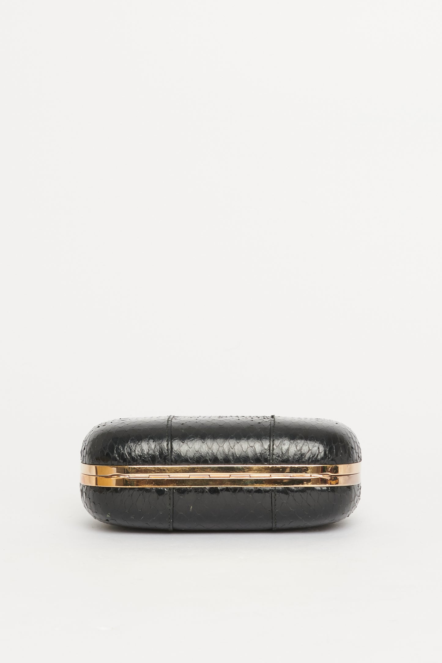 Black Snakeskin Knuckle Clutch Bag