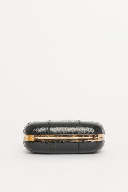 Black Snakeskin Knuckle Clutch Bag