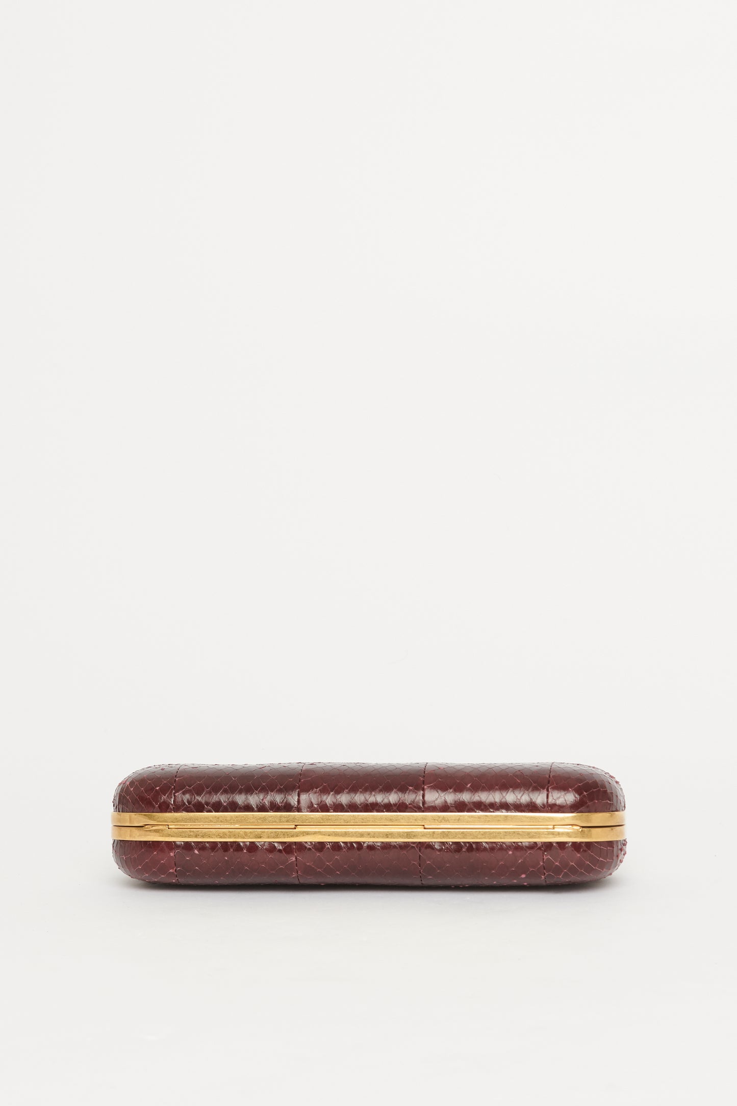 Burgundy Snakeskin Knuckle Clutch Bag