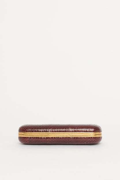 Burgundy Snakeskin Knuckle Clutch Bag