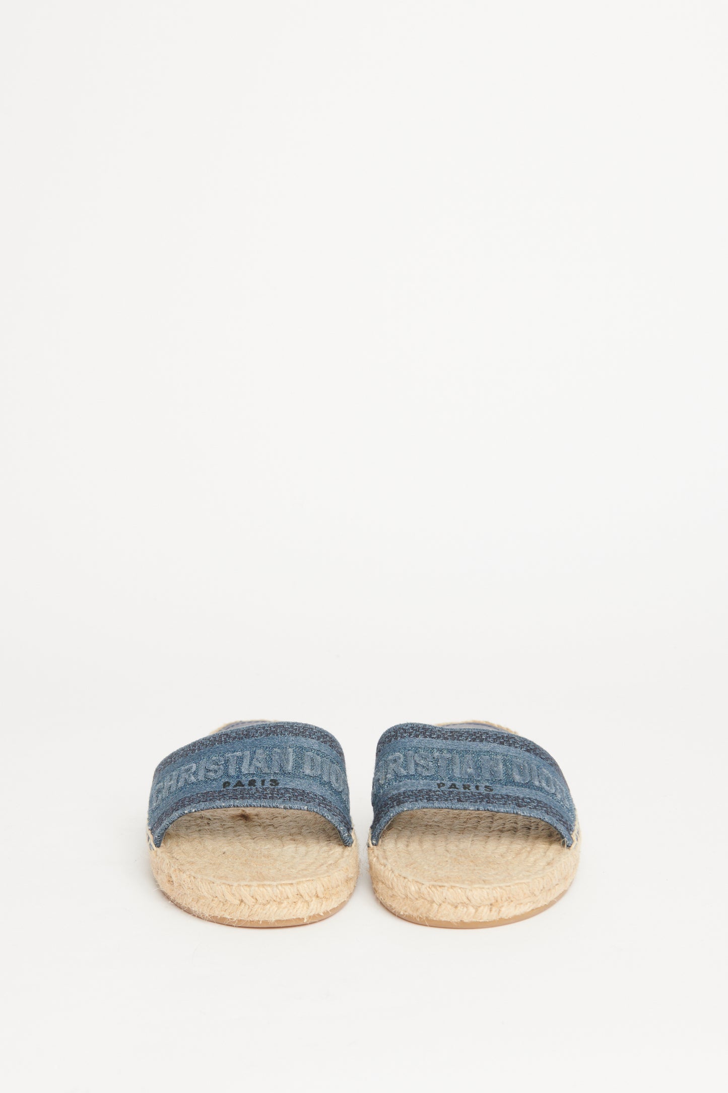 Denim Embroidered Granville Espadrille Preowned Flat