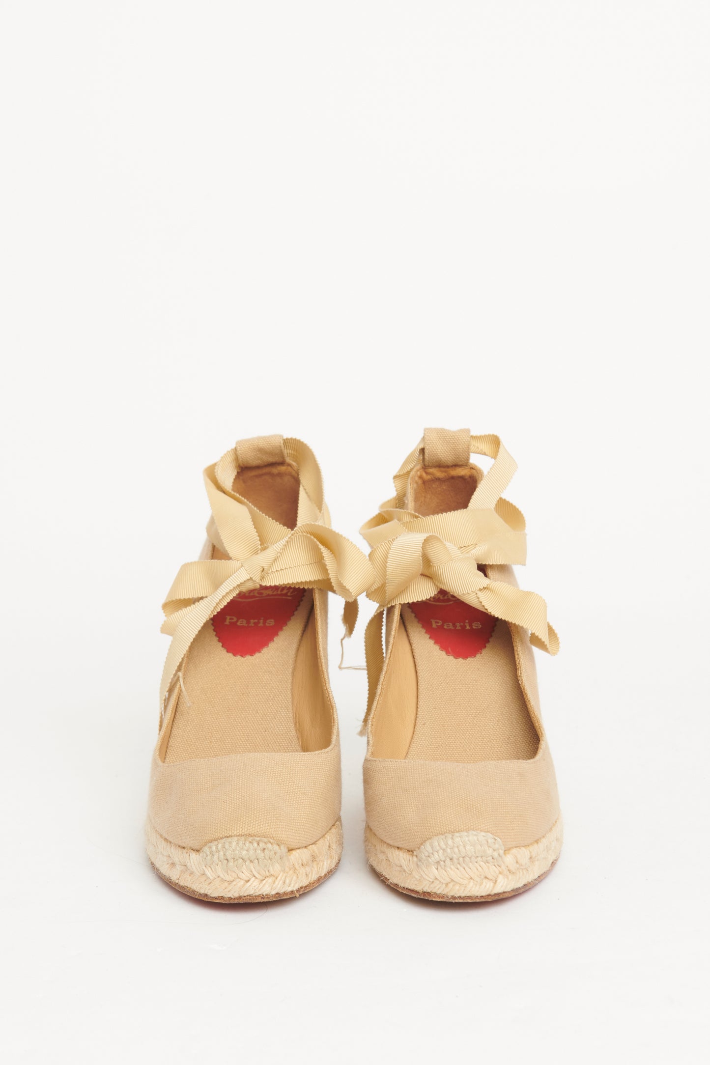 Formentera Tan Canvas Platform Preowned Wedges