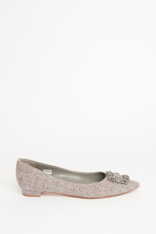 Grey Tweed Preowned Ballerina Shoes