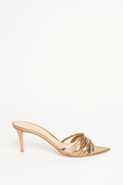 Gold Pointed Toe Slip On Preowned Sandal