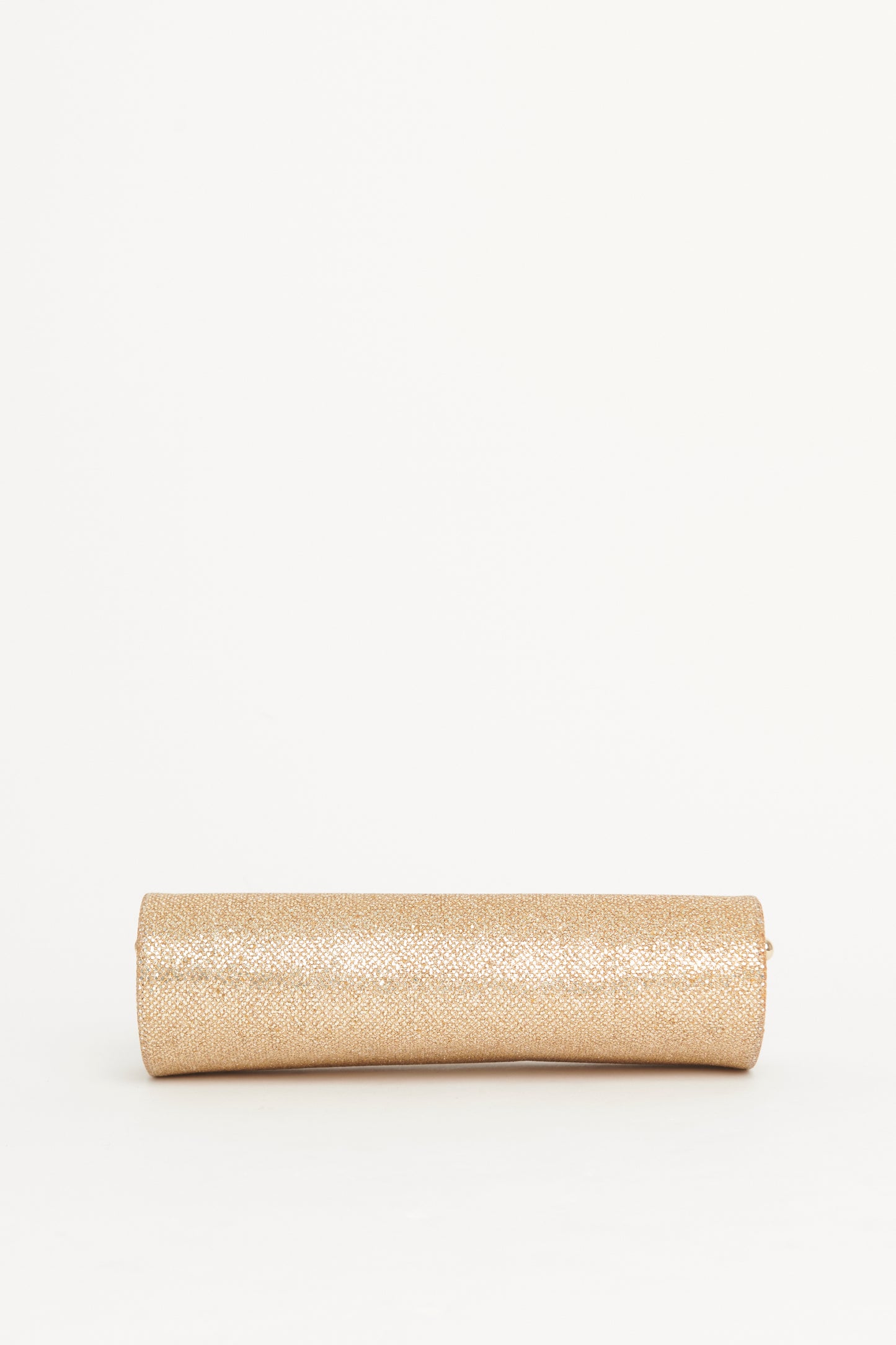 Gold Glitter Fabric Preowned Tube Clutch Bag