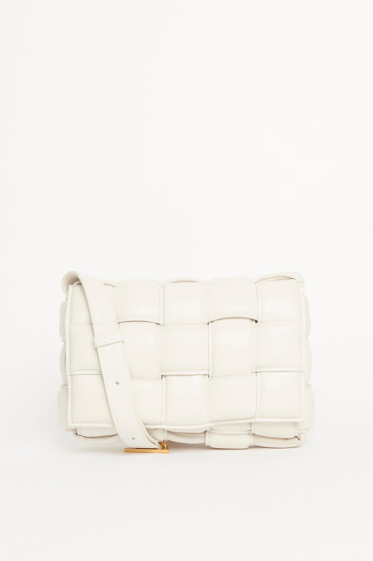 White Leather Cassette Shoulder Bag