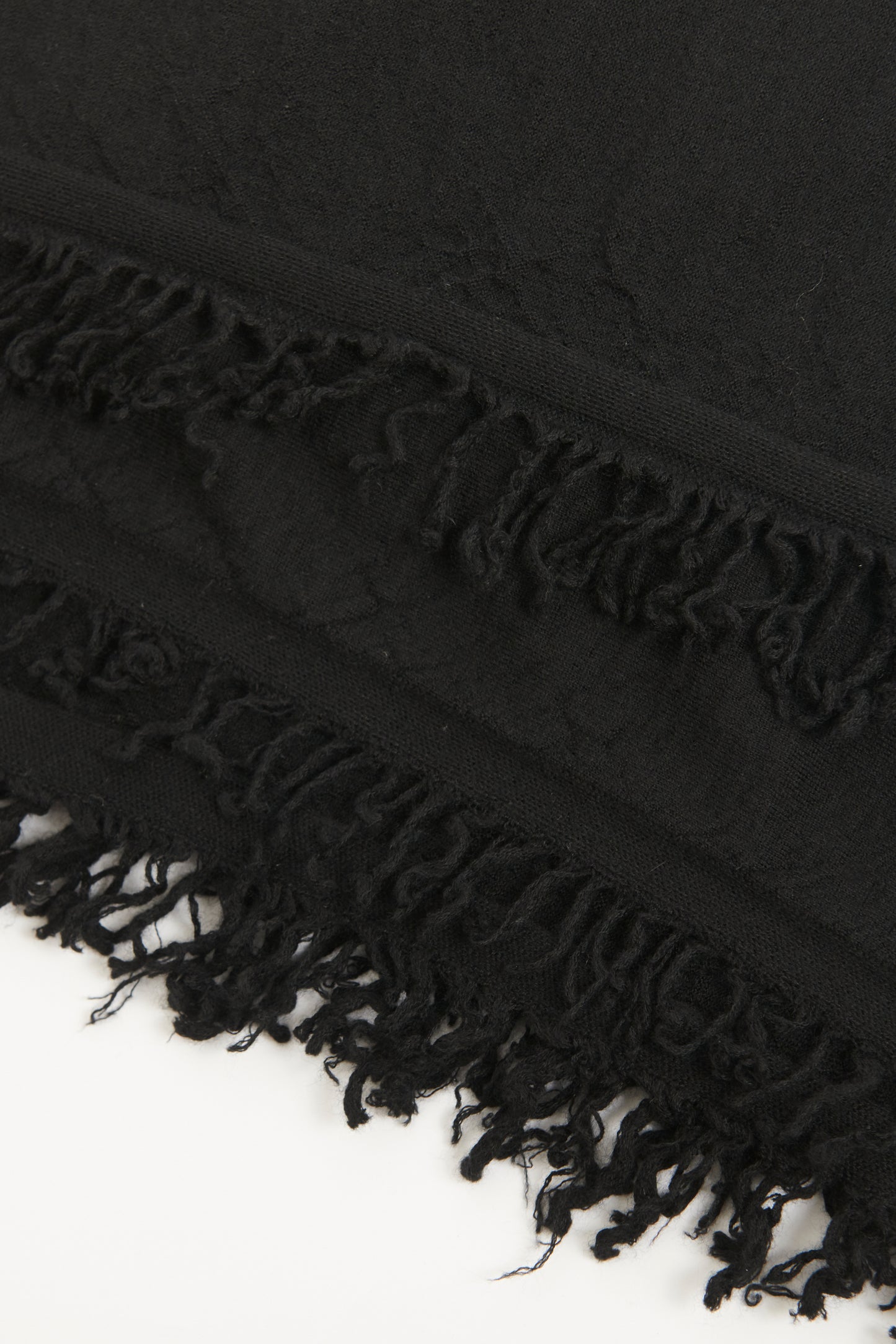 Ebony Fringed Preowned Blanket Scarf