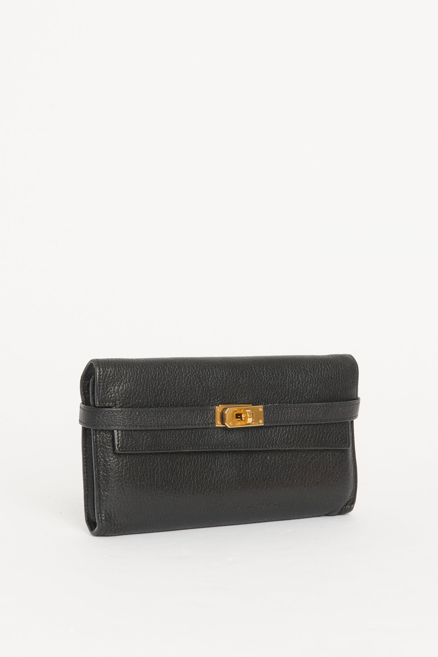 Hermes Black Compact Kelly Preowned Wallet