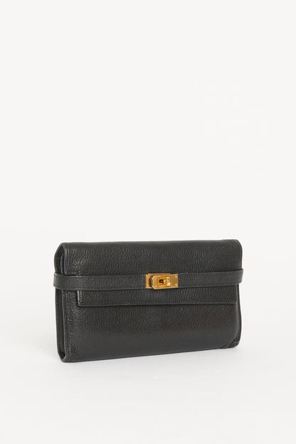 Hermes Black Compact Kelly Preowned Wallet