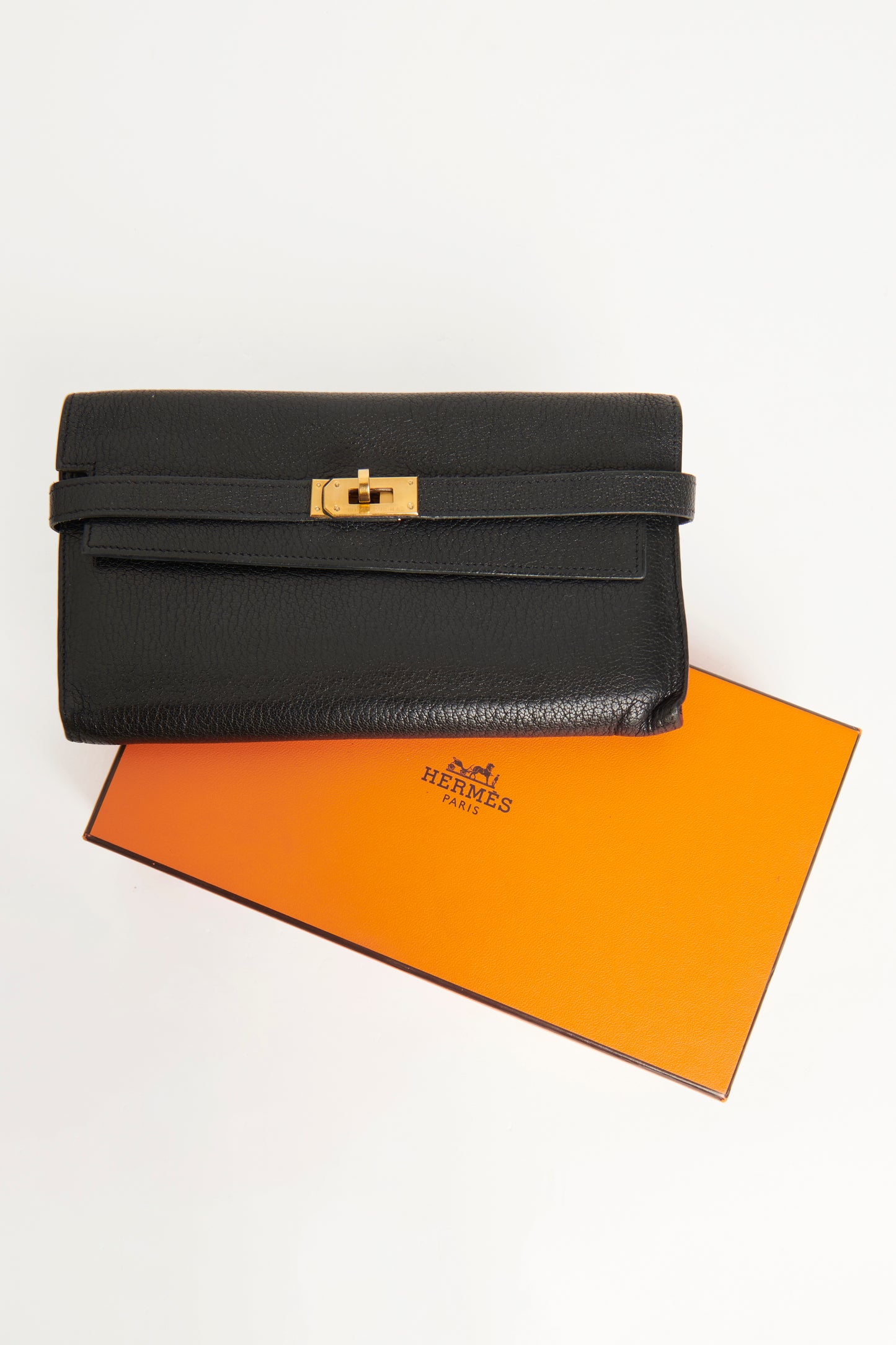 Hermes Black Compact Kelly Preowned Wallet