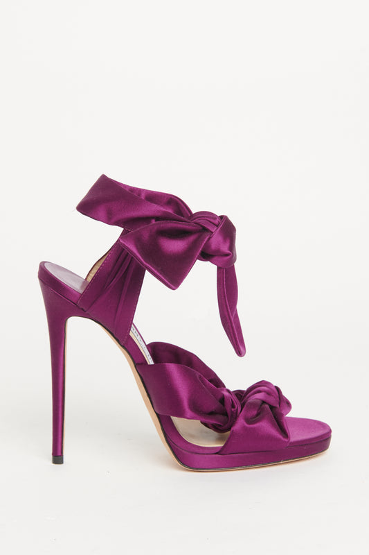 Purple Satin Kris Preowned Sandals