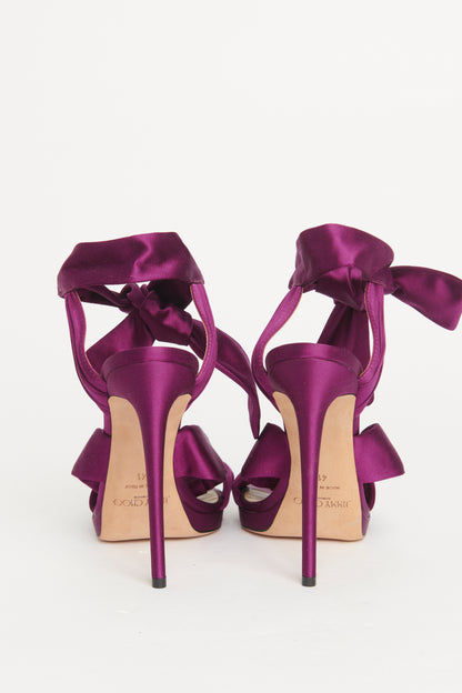 Purple Satin Kris Preowned Sandals