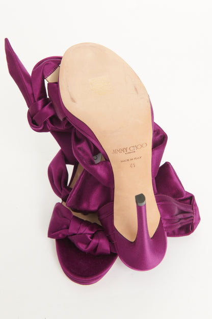 Purple Satin Kris Preowned Sandals