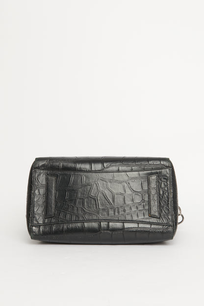 Antigona Black Crocodile Embossed Preowned Bag