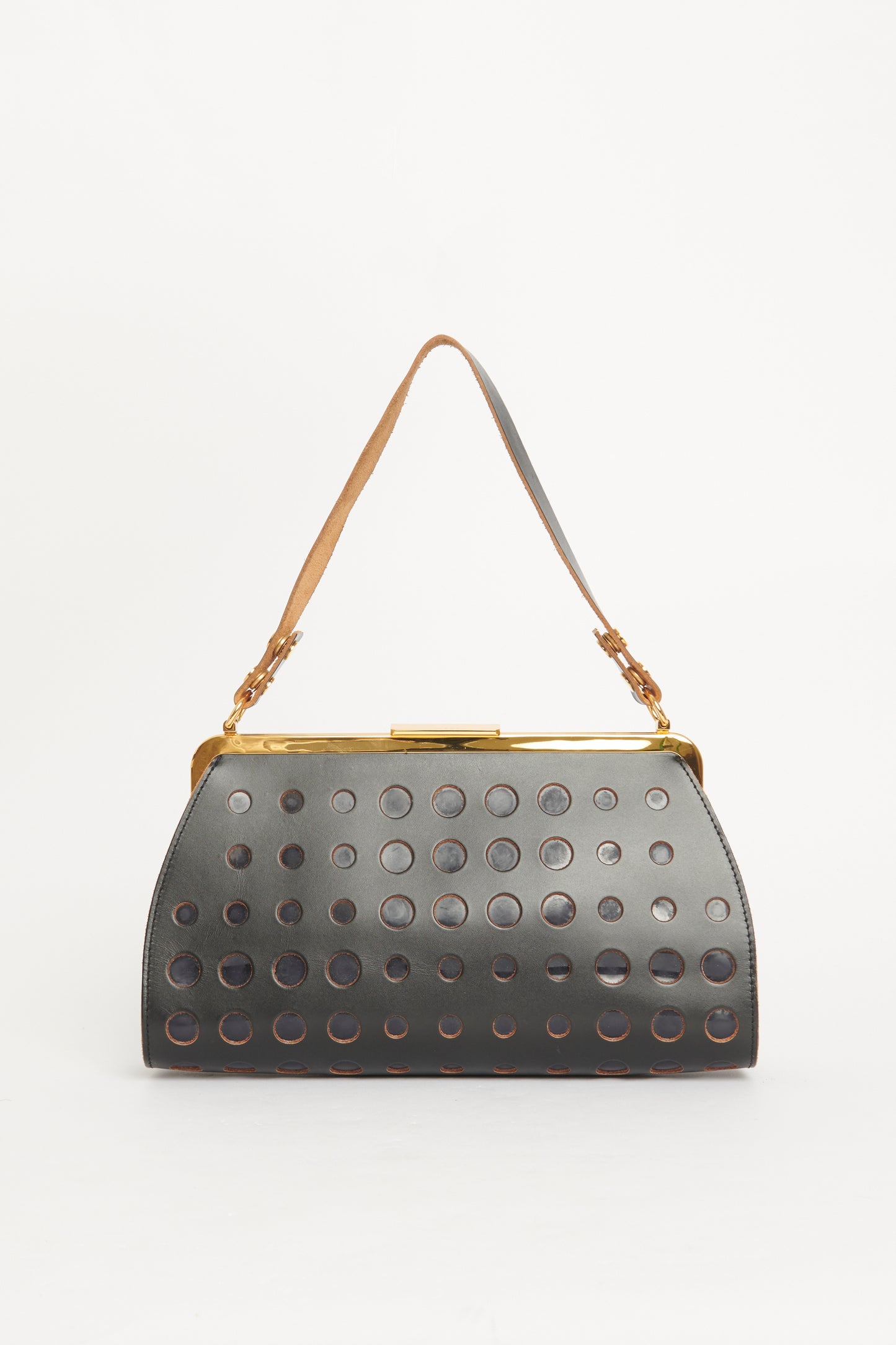 Black Leather Dot Preowned Bag