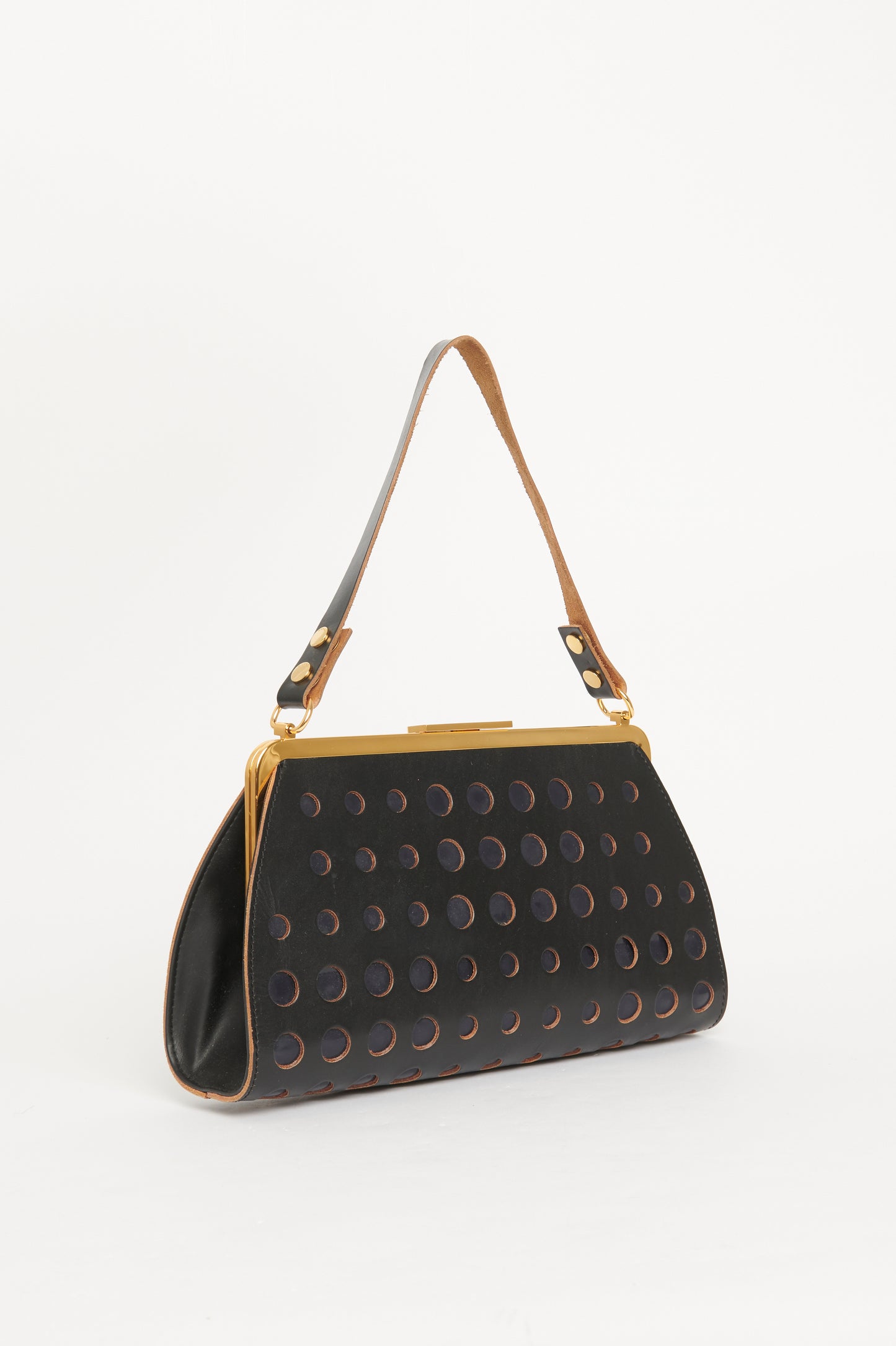 Black Leather Dot Preowned Bag